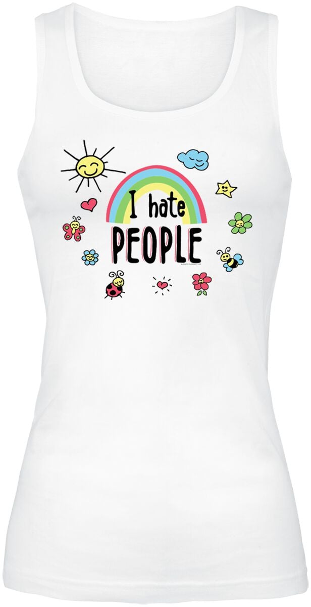 Top Fun de Slogans - I Hate People - S à XXL - pour Femme - blanc - Slogans