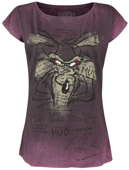 T-Shirt Manches courtes  de Looney Tunes - Coyote - Genius - XS à XXL - pour Femme - lilas - Looney Tunes
