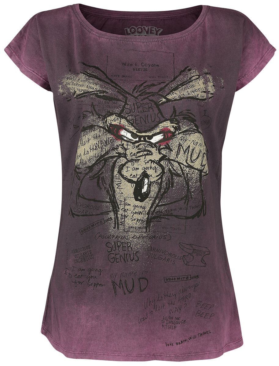 T-Shirt Manches courtes  de Looney Tunes - Coyote - Genius - XS à XXL - pour Femme - lilas - Looney Tunes