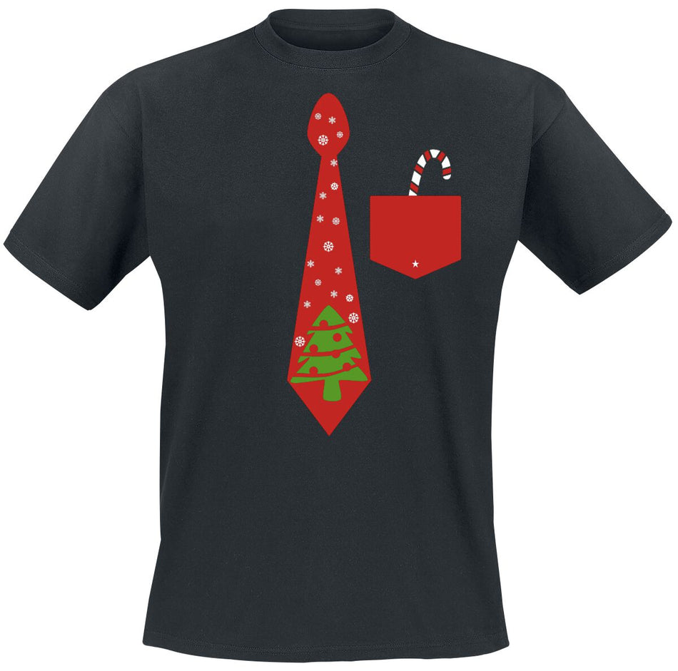 T-Shirt Manches courtes Fun de Slogans - Weihnachtskrawatte - M à 3XL - pour Homme - noir - Slogans