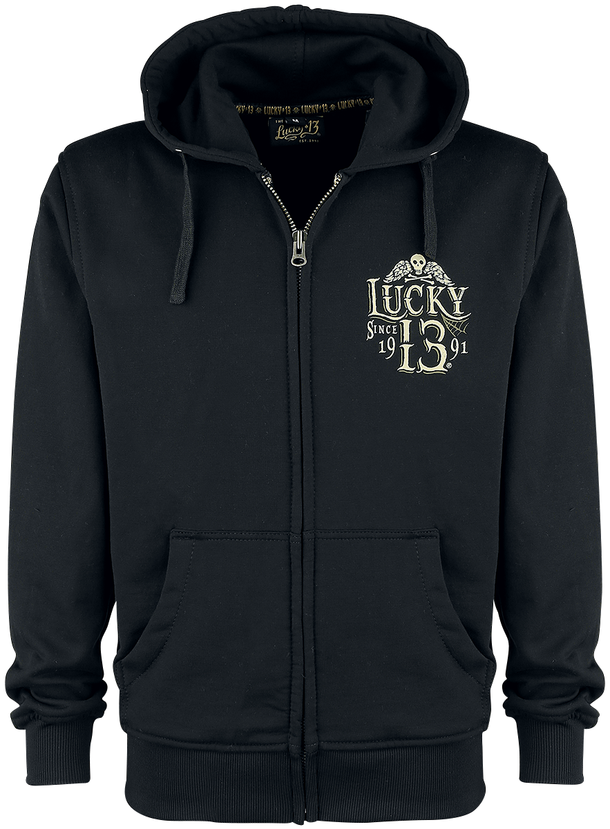 Sweat-shirt zippé à capuche Rockabilly de Lucky 13 - Dead Skull - S à XXL - pour Homme - noir - Lucky 13 - View 2