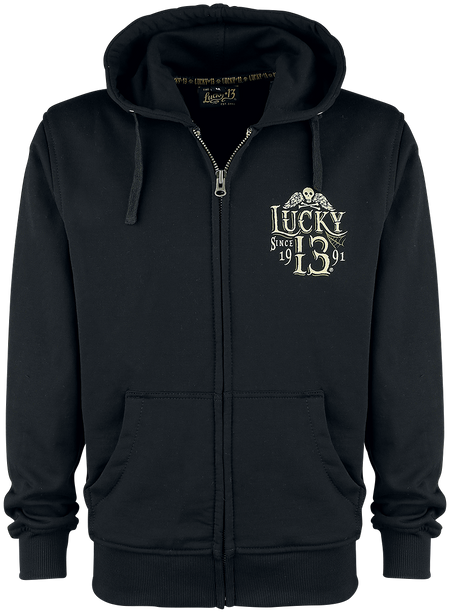 Sweat-shirt zippé à capuche Rockabilly de Lucky 13 - Dead Skull - S à XXL - pour Homme - noir - Lucky 13 - View 2