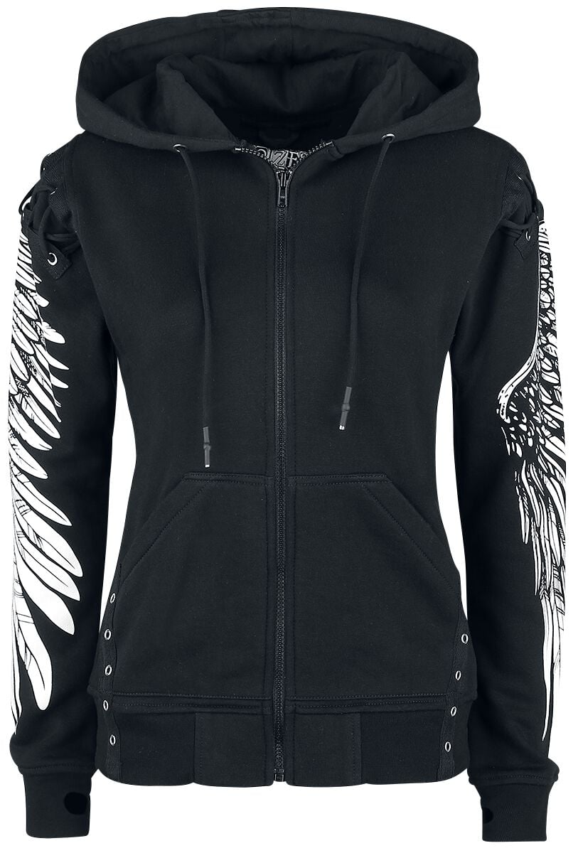 Sweat-shirt zippé à capuche Gothic de Poizen Industries - Sweat À Capuche Elora - S à XL - pour Femme - noir - Poizen Industries