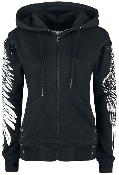 Sweat-shirt zippé à capuche Gothic de Poizen Industries - Sweat À Capuche Elora - S à XL - pour Femme - noir - Poizen Industries