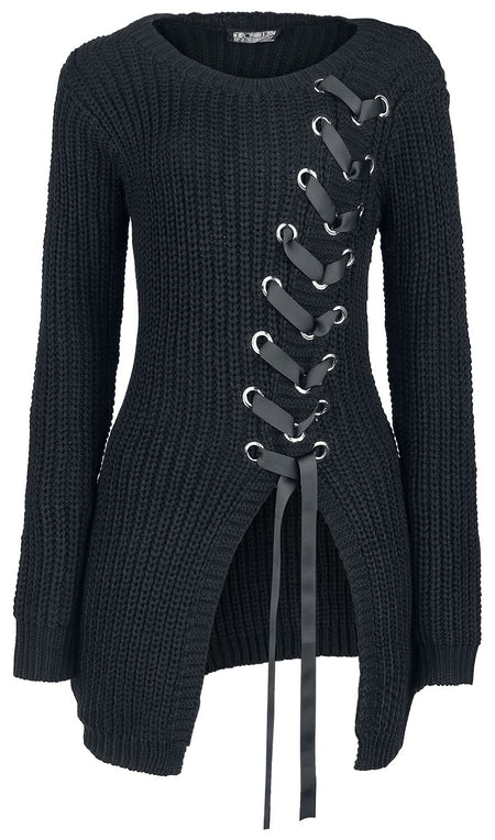Pull tricoté Gothic de Poizen Industries - Haut Meleri - S à 3XL - pour Femme - noir - Poizen Industries