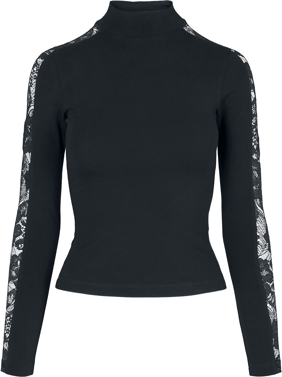 T-shirt manches longues  de Urban Classics - Haut Manches Longues Bandes Dentelle - XS à XL - pour Femme - noir - Urban Classics