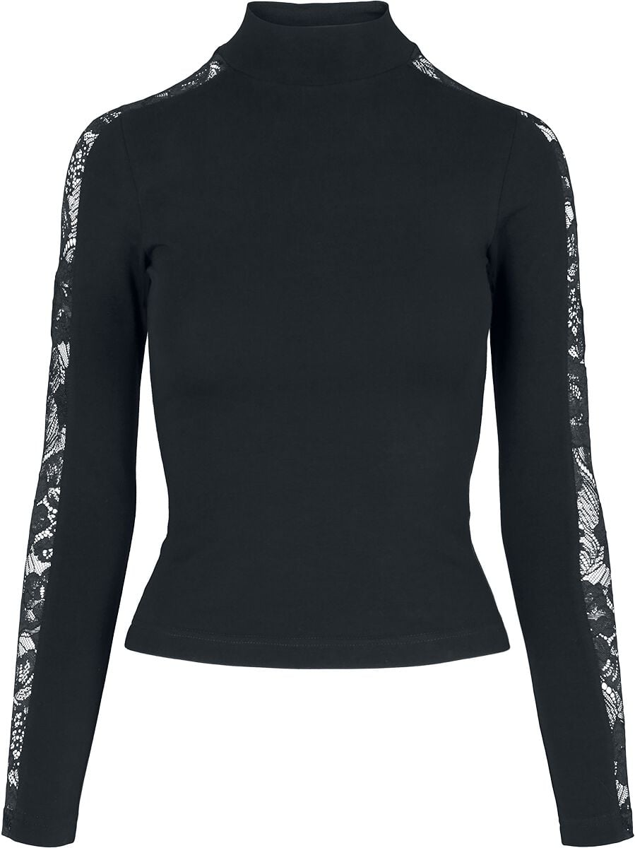 T-shirt manches longues  de Urban Classics - Haut Manches Longues Bandes Dentelle - XS à XL - pour Femme - noir - Urban Classics
