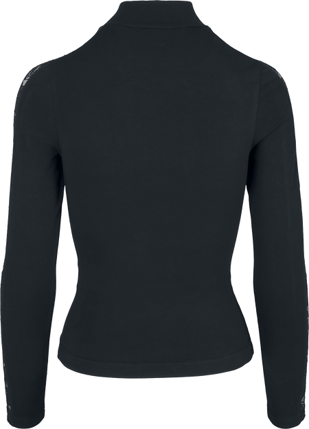 T-shirt manches longues  de Urban Classics - Haut Manches Longues Bandes Dentelle - XS à XL - pour Femme - noir - Urban Classics - View 2
