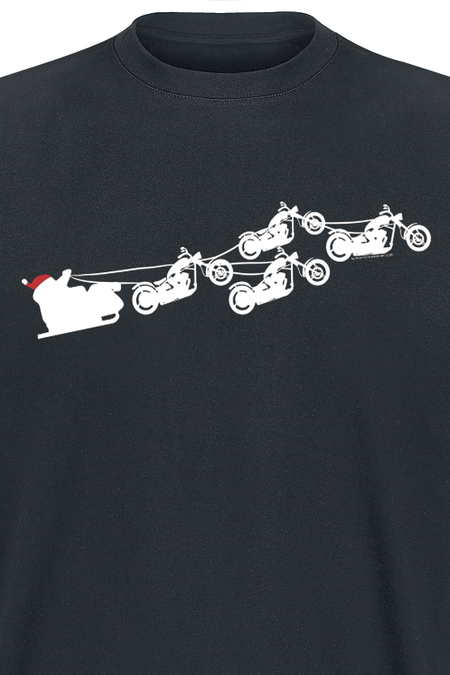 T-Shirt Manches courtes Fun de Slogans - Motorrad Weihnachtsmann - M à 3XL - pour Homme - noir - Slogans - View 2