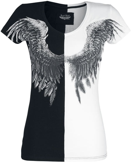 T-Shirt Manches courtes  de Rock Rebel by EMP - Shades Of Truth - S à XL - pour Femme - noir/blanc - Rock Rebel by EMP