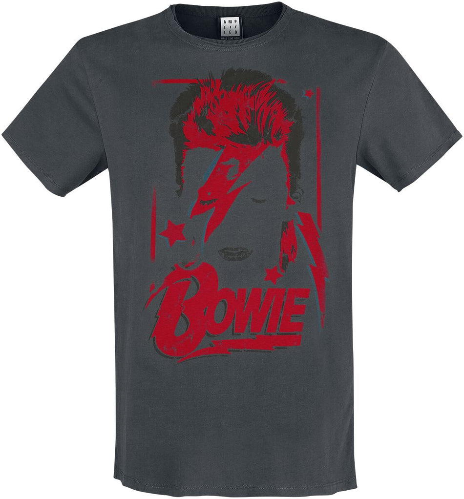 T-Shirt Manches courtes  de David Bowie - Amplified Collection - Aladdin Sane - S à 3XL - pour Homme - anthracite - David Bowie