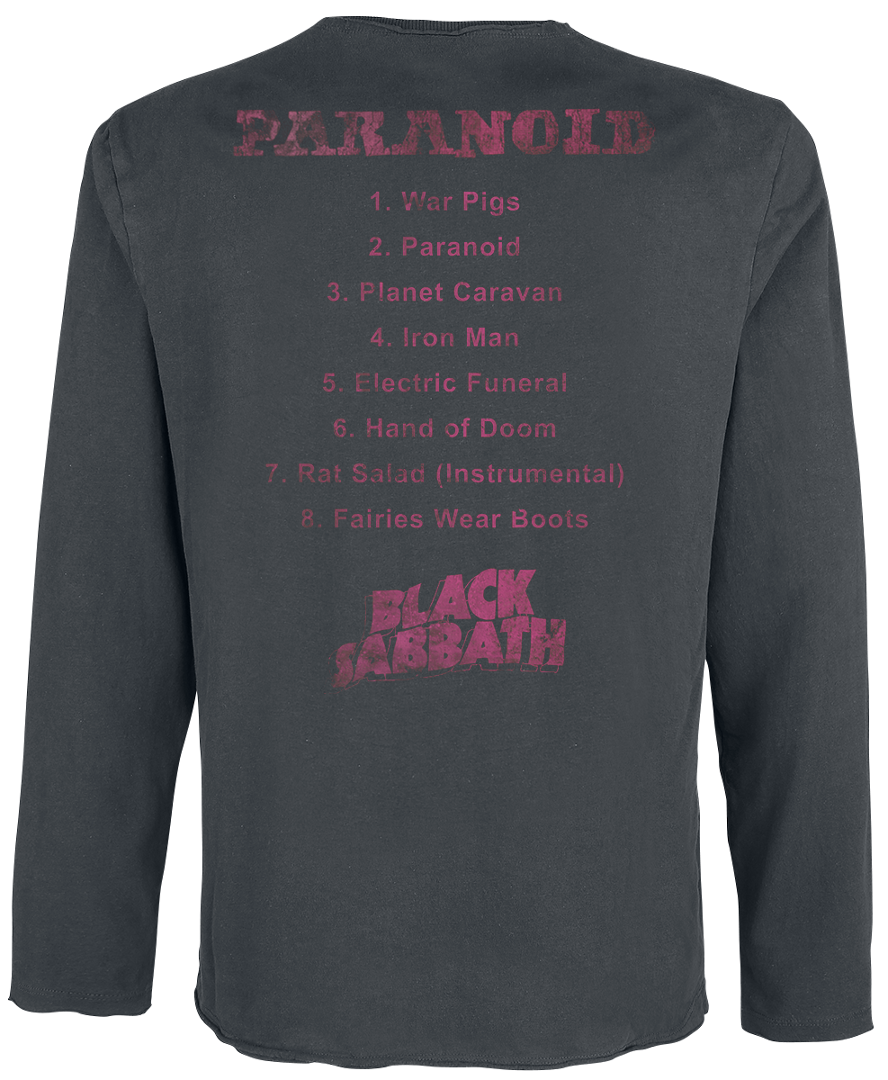 T-shirt manches longues  de Black Sabbath - Amplified Collection - Paranoid - S à XL - pour Homme - anthracite - Black Sabbath - View 2
