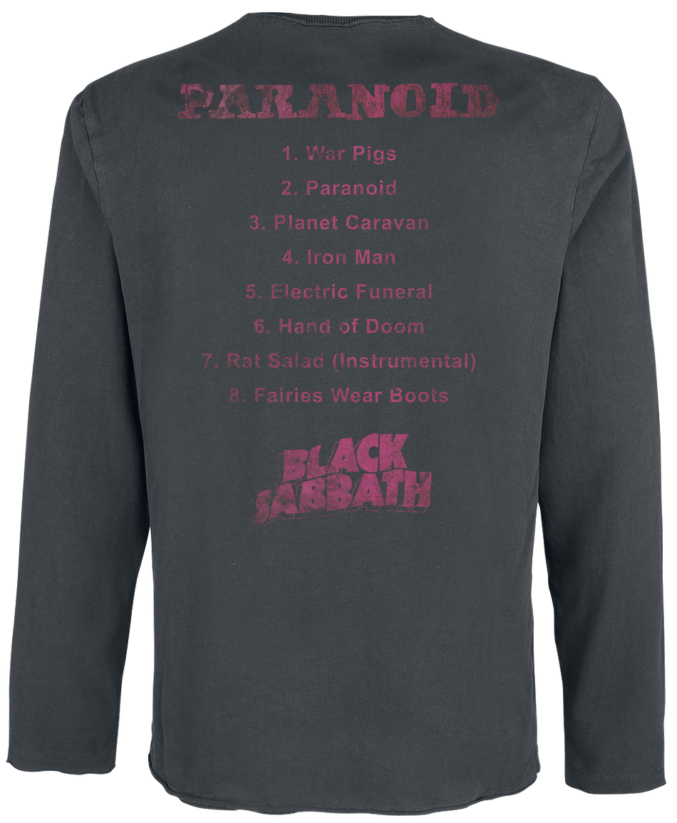 T-shirt manches longues  de Black Sabbath - Amplified Collection - Paranoid - S à XL - pour Homme - anthracite - Black Sabbath - View 2