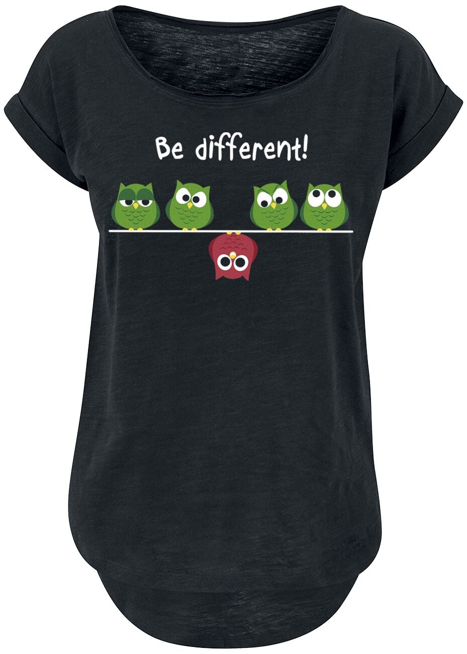 T-Shirt Manches courtes Fun de Be Different! - XS à S - pour Femme - noir - Be Different!