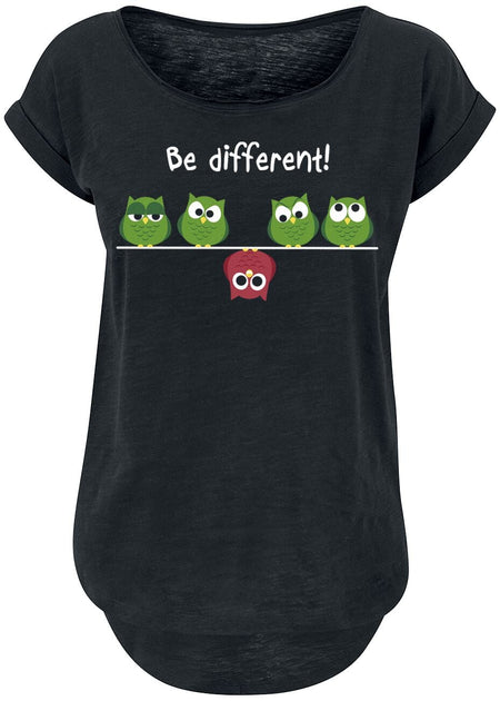T-Shirt Manches courtes Fun de Be Different! - XS à S - pour Femme - noir - Be Different!