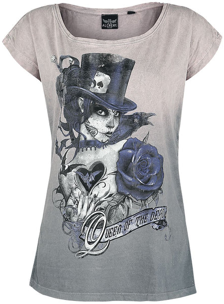 T-Shirt Manches courtes Gothic de Alchemy England - Queen Of The Dead - S à 4XL - pour Femme - rose clair - Alchemy England