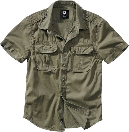 Chemise manches courtes  de Brandit - Chemisette Vintage - S à 4XL - pour Homme - olive - Brandit