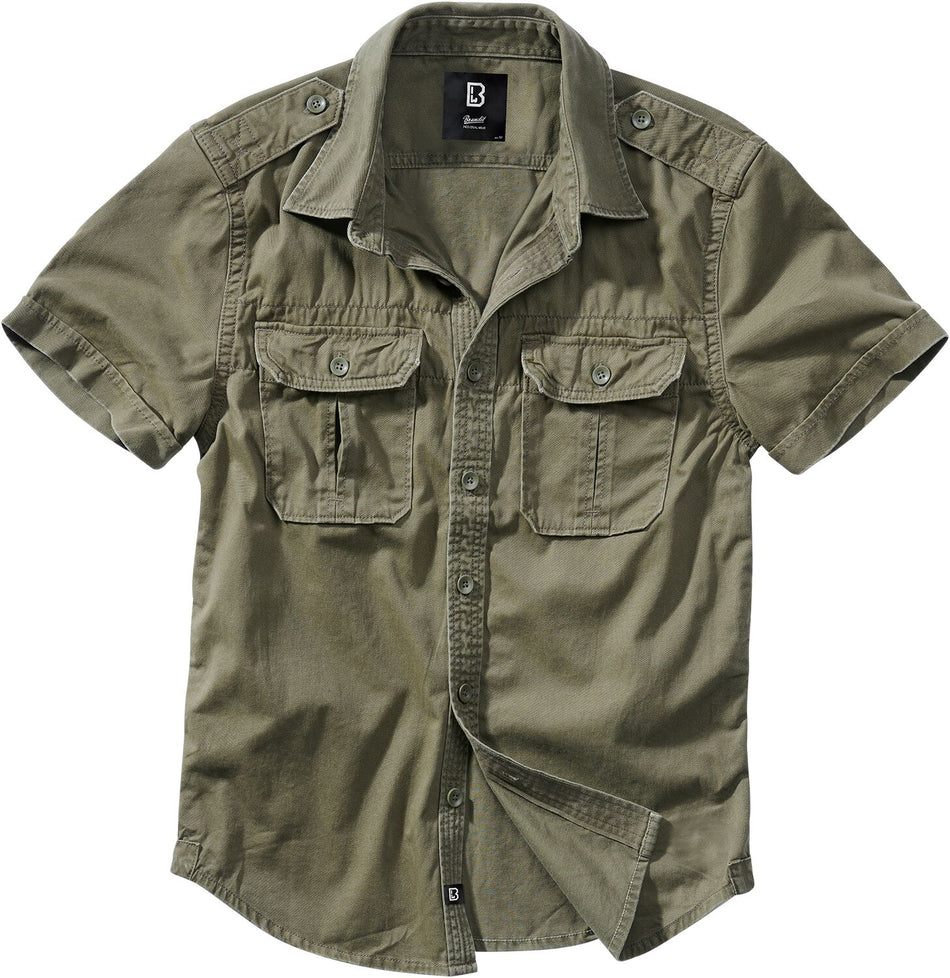 Chemise manches courtes  de Brandit - Chemisette Vintage - S à 4XL - pour Homme - olive - Brandit