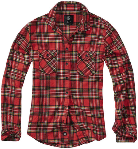 Chemise en flanelle  de Brandit - Chemise À Carreaux En Flanelle Amy - S à 5XL - pour Femme - rouge/noir - Brandit