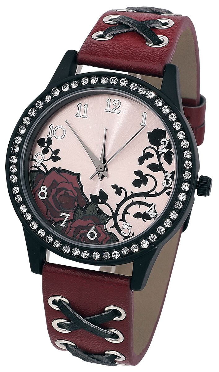 Montres bracelets Gothic de Roses - pour Femme - rouge/noir - Roses
