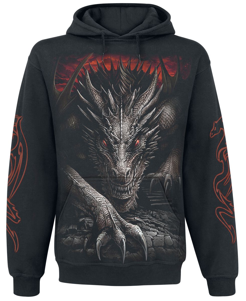 Sweat-shirt à capuche Gothic de Spiral - Majestic Draco - S à XXL - pour Homme - noir - Spiral