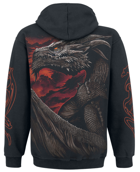 Sweat-shirt à capuche Gothic de Spiral - Majestic Draco - S à XXL - pour Homme - noir - Spiral - View 2