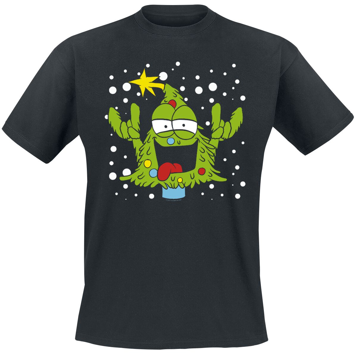 T-Shirt Manches courtes Fun de Slogans - verrückter Weihnachtsbaum - M à 3XL - pour Homme - noir - Slogans