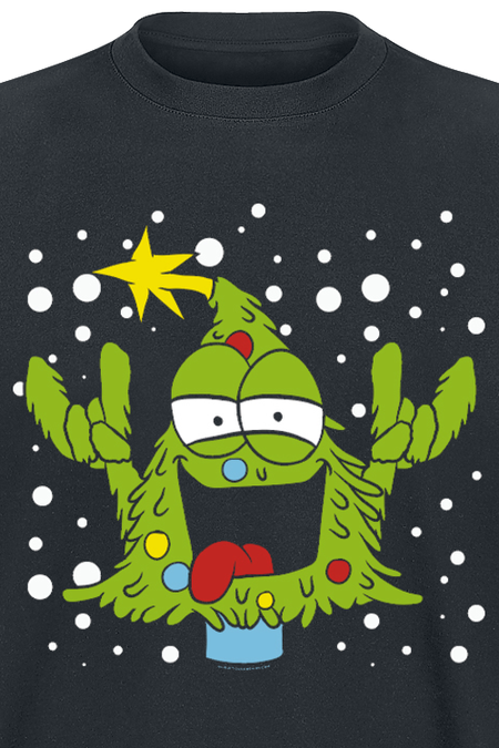 T-Shirt Manches courtes Fun de Slogans - verrückter Weihnachtsbaum - M à 3XL - pour Homme - noir - Slogans - View 2