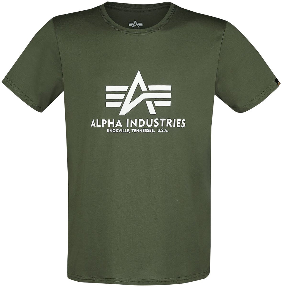 T-Shirt Manches courtes  de Alpha Industries - T-Shirt Basic - S à XXL - pour Homme - vert foncé - alpha industries
