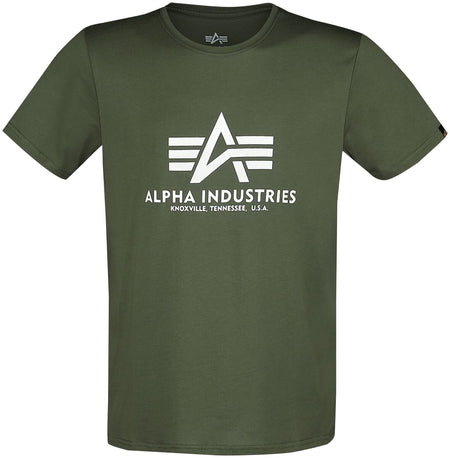 T-Shirt Manches courtes  de Alpha Industries - T-Shirt Basic - S à XXL - pour Homme - vert foncé - alpha industries