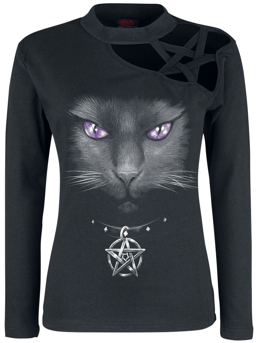T-shirt manches longues Gothic de Spiral - Black Cat - S à XXL - pour Femme - noir - Spiral