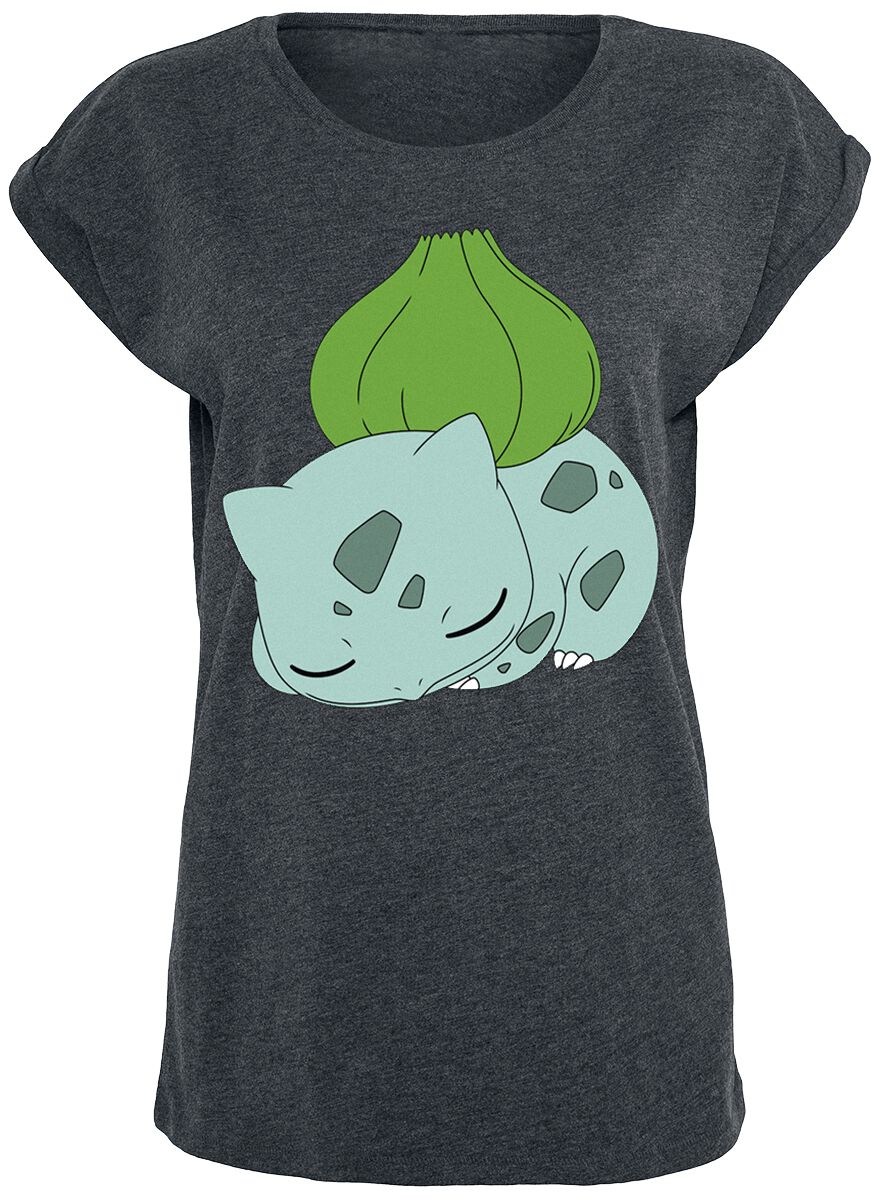 T-Shirt Manches courtes Gaming de Pokémon - Bulbizarre - S à XXL - pour Femme - gris sombre chiné - Pokémon