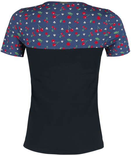 T-Shirt Manches courtes Rockabilly de Pussy Deluxe - T-Shirt Pattes De Chat & Cerises - XS à M - pour Femme - bleu/noir - Pussy Deluxe - View 2