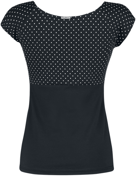 T-Shirt Manches courtes Rockabilly de Pussy Deluxe - Haut Evie Minis Pois - XS à XL - pour Femme - noir - Pussy Deluxe - View 2
