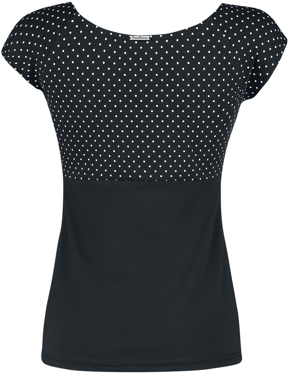 T-Shirt Manches courtes Rockabilly de Pussy Deluxe - Haut Evie Minis Pois - XS à XXL - pour Femme - noir - Pussy Deluxe - View 2