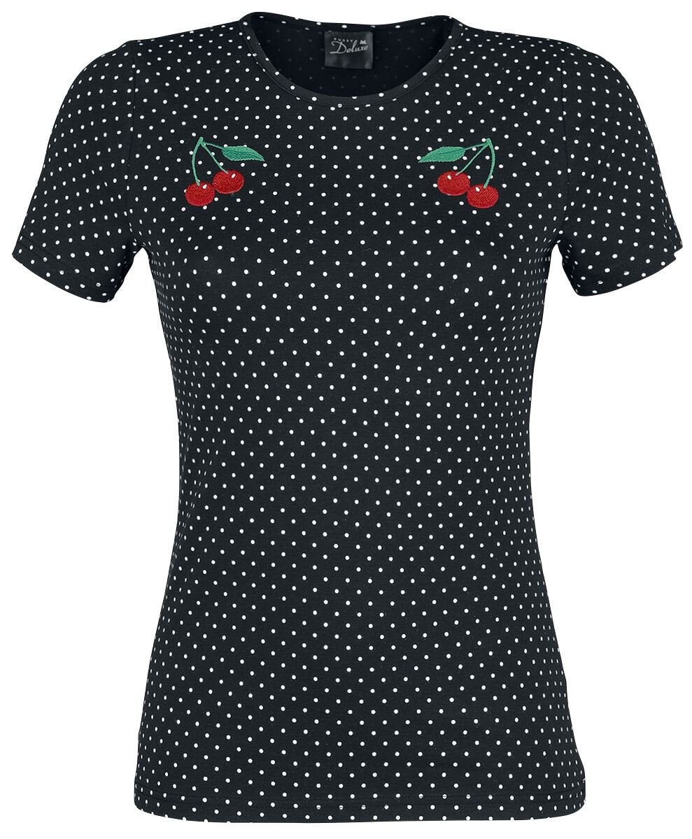 T-Shirt Manches courtes Rockabilly de Pussy Deluxe - T-Shirt Minis Pois Basic - XS à XL - pour Femme - noir - Pussy Deluxe