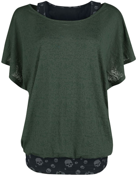 T-Shirt Manches courtes  de Black Premium by EMP - When The Heart Rules The Mind - M à 5XL - pour Femme - vert - Black Premium by EMP