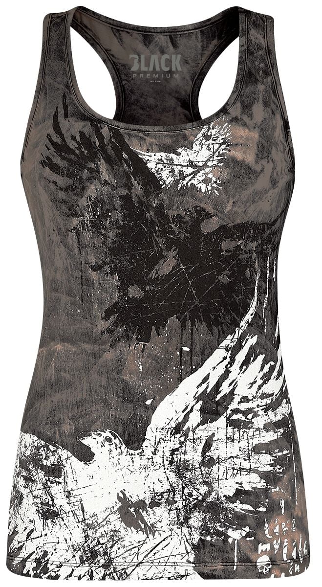 Top  de Black Premium by EMP - Haut Délavé Avec Imprimé - S à XXL - pour Femme - gris - Black Premium by EMP