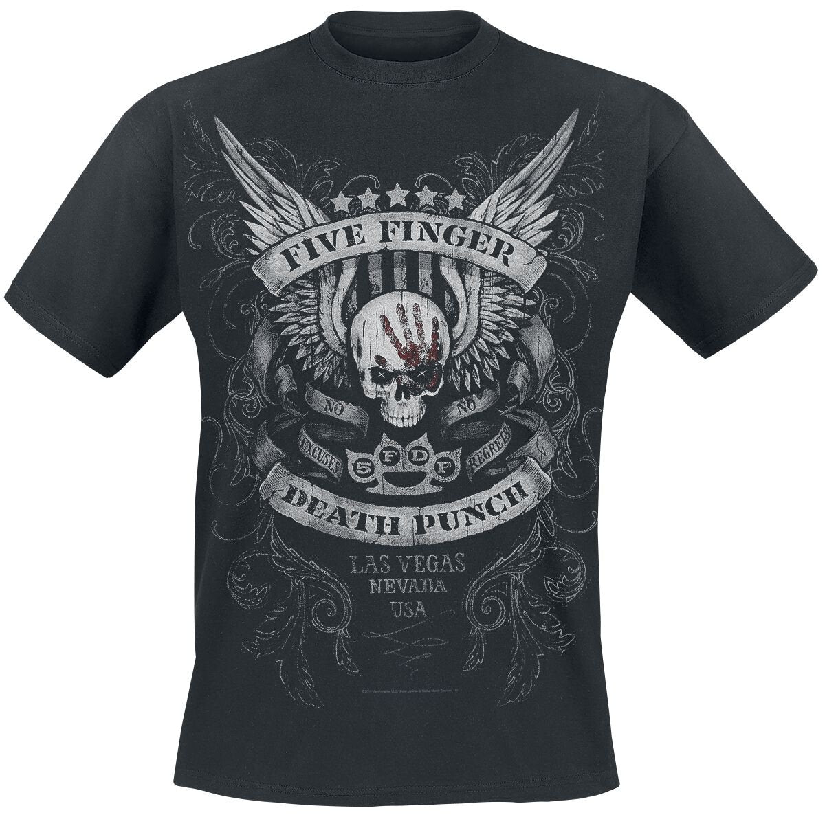 T-Shirt Manches courtes  de Five Finger Death Punch - No Regrets - S à 5XL - pour Homme - noir - Five Finger Death Punch