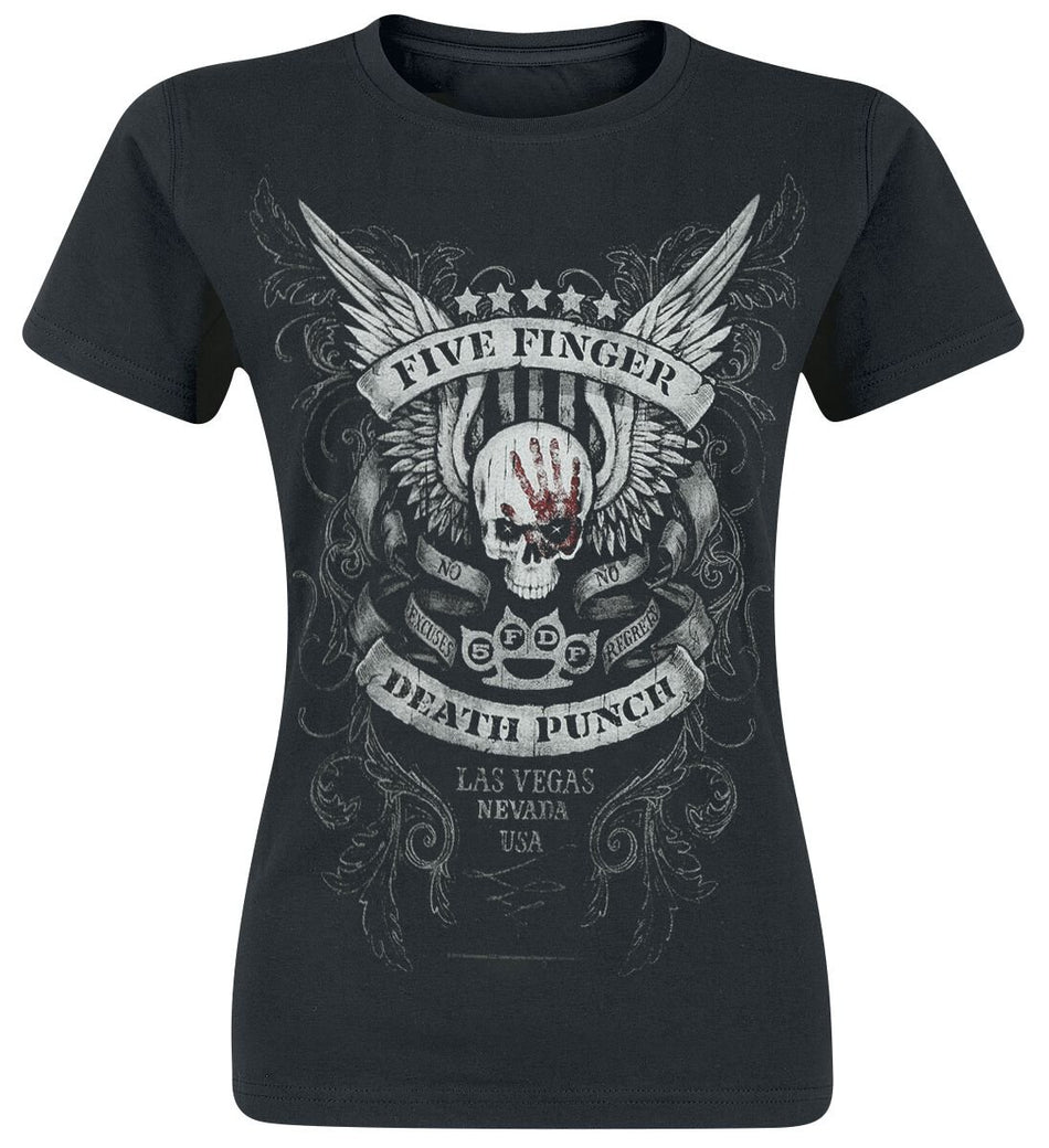 T-Shirt Manches courtes  de Five Finger Death Punch - No Regrets - S à XL - pour Femme - noir - Five Finger Death Punch