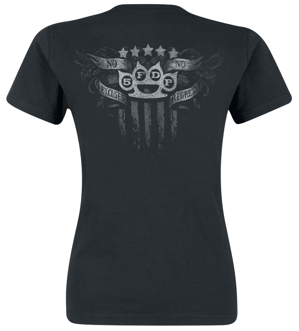 T-Shirt Manches courtes  de Five Finger Death Punch - No Regrets - S à XL - pour Femme - noir - Five Finger Death Punch - View 2