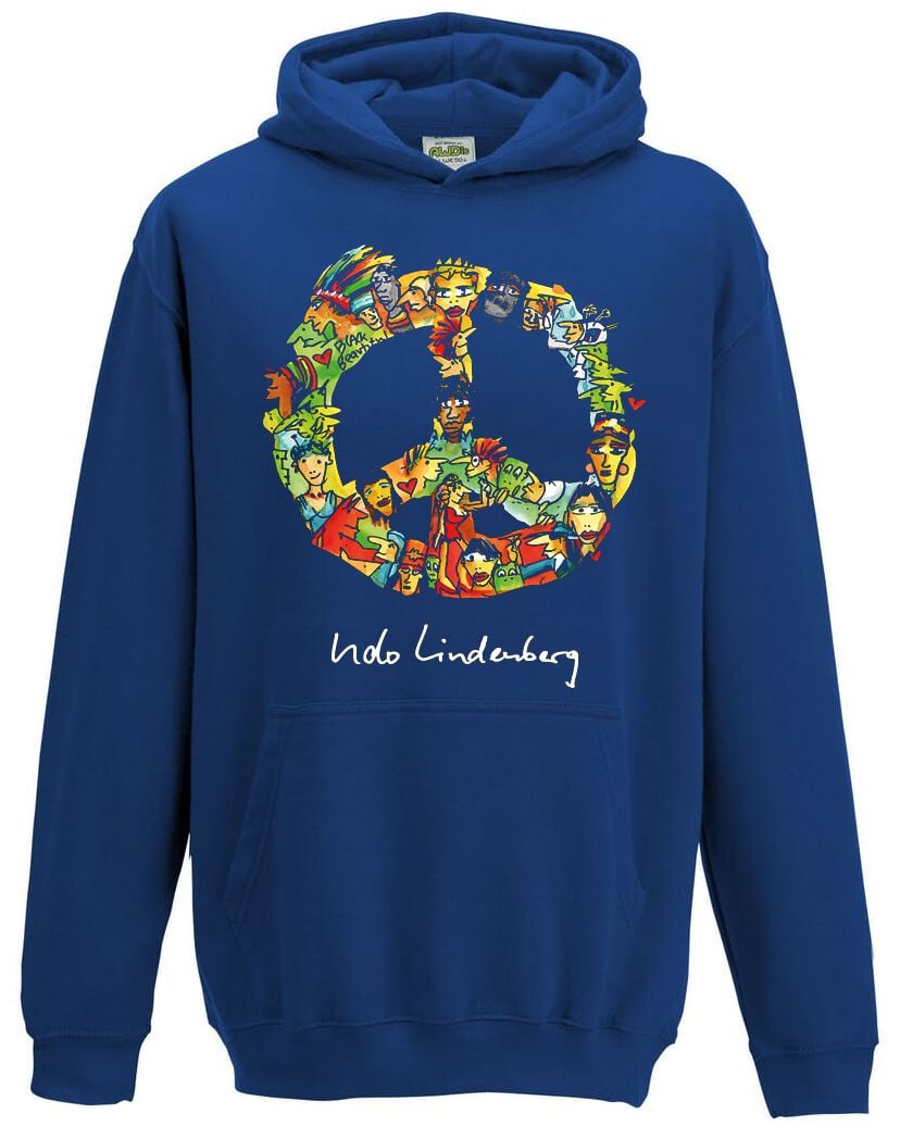 Sweat-Shirt à capuche  de Udo Lindenberg & Das Panik-Orchester - Peace Hoodie Kids - 140 - pour filles & garçonse - bleu - Udo Lindenberg & Das Panik-Orchester