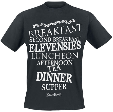 T-Shirt Manches courtes  de Le Seigneur Des Anneaux - Hobbit Meals - S à 4XL - pour Homme - noir - Le Seigneur Des Anneaux