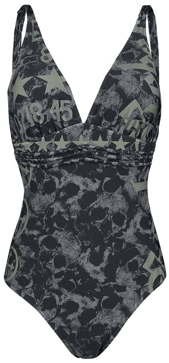 Maillots de bain  de Rock Rebel by EMP - Maillot De Bain Noir Avec Motif Crânes & Imprimés - S à XXL - pour Femme - noir - Rock Rebel by EMP