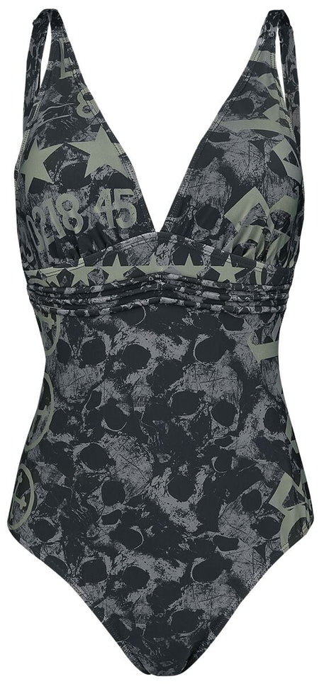 Maillots de bain  de Rock Rebel by EMP - Maillot De Bain Noir Avec Motif Crânes & Imprimés - S à XXL - pour Femme - noir - Rock Rebel by EMP