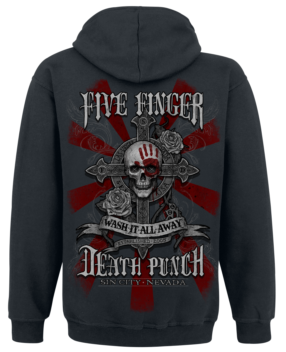 Sweat-shirt à capuche  de Five Finger Death Punch - Wash It All Away - S à XL - pour Homme - noir - Five Finger Death Punch - View 2