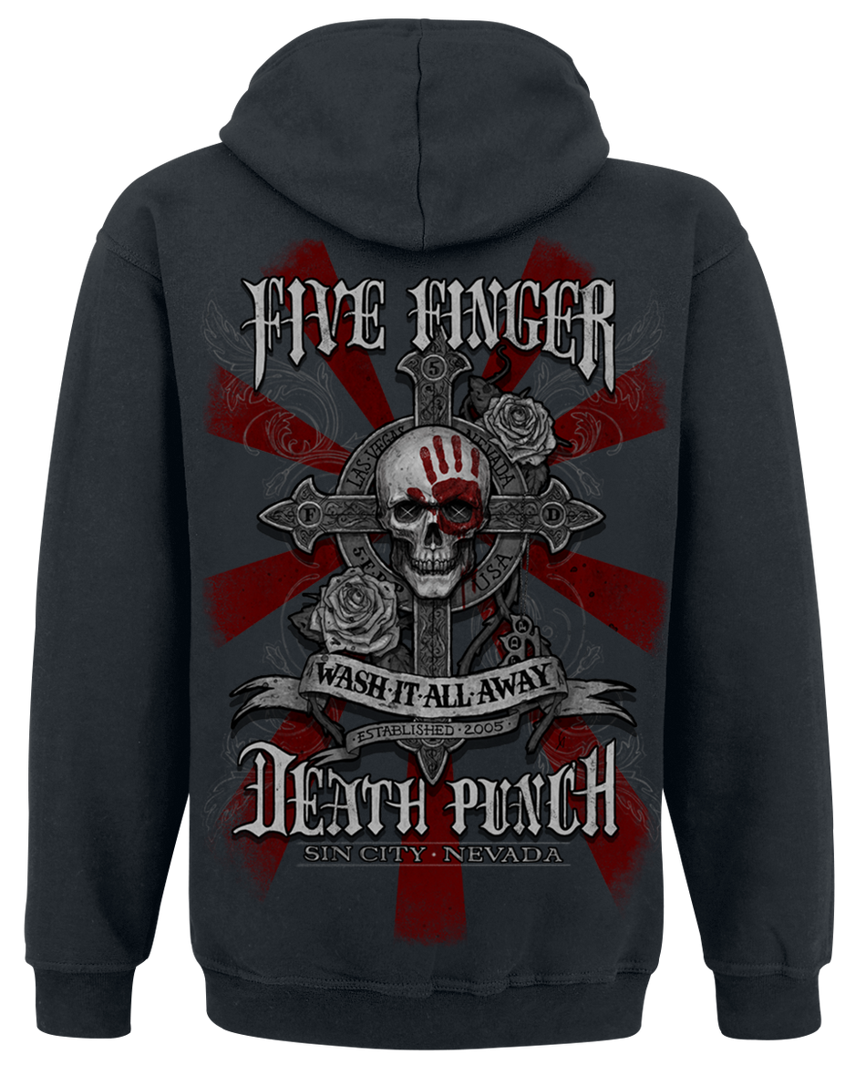 Sweat-shirt à capuche  de Five Finger Death Punch - Wash It All Away - S à XL - pour Homme - noir - Five Finger Death Punch - View 2