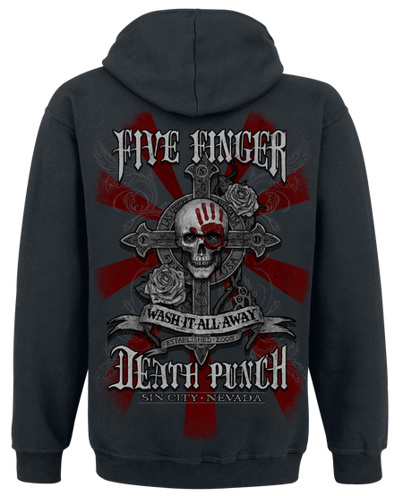 Sweat-shirt à capuche  de Five Finger Death Punch - Wash It All Away - S à M - pour Homme - noir - Five Finger Death Punch - View 2