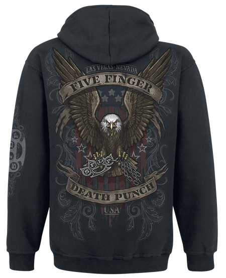 Sweat-shirt à capuche  de Five Finger Death Punch - Eagle Color - M à L - pour Homme - noir - Five Finger Death Punch - View 2