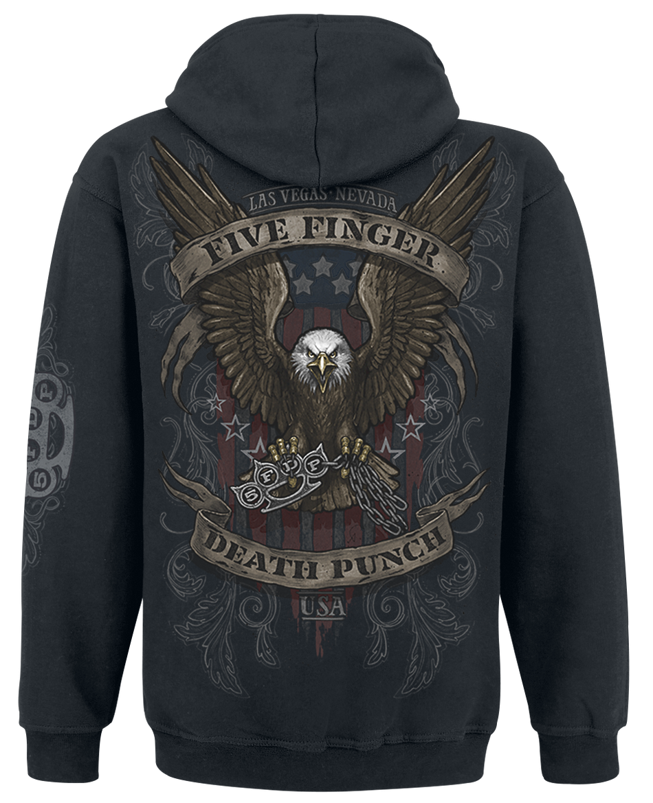 Sweat-shirt à capuche  de Five Finger Death Punch - Eagle Color - M à L - pour Homme - noir - Five Finger Death Punch - View 2